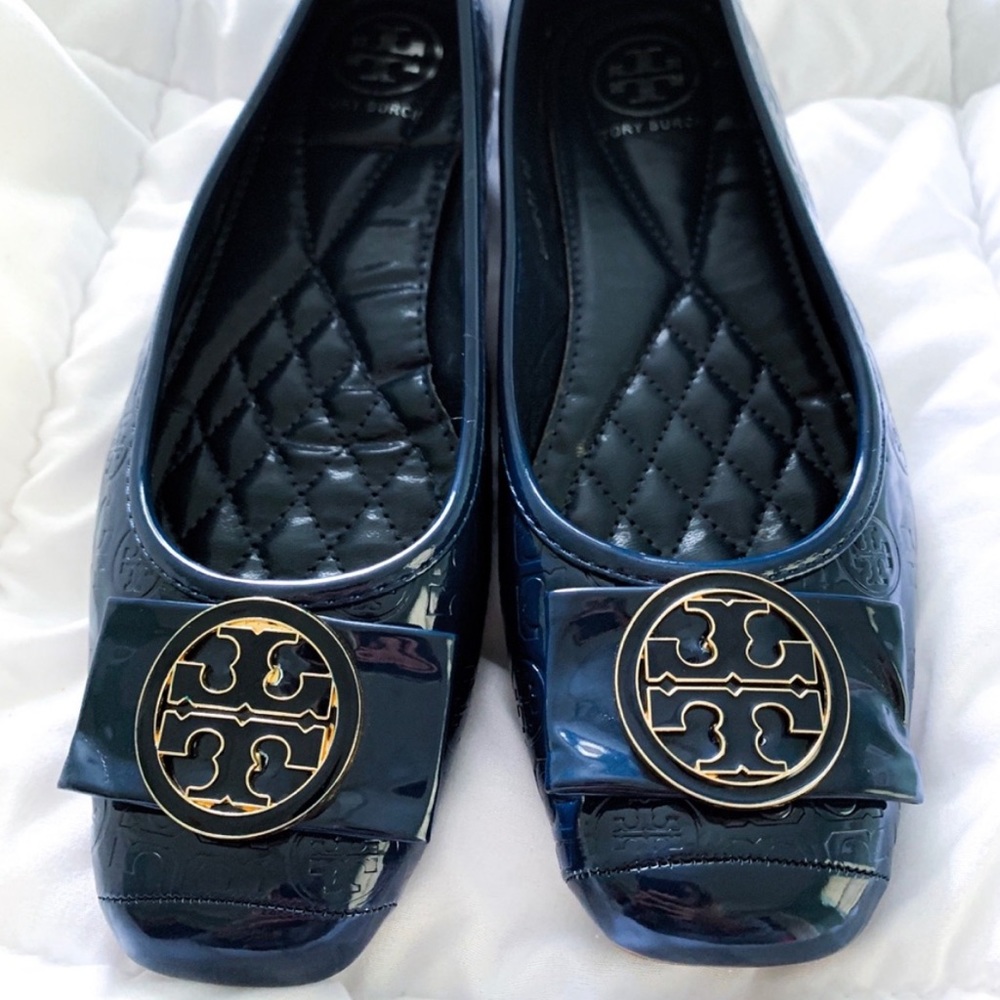 Navy Tory Burch Ballet Flats with bow size 40